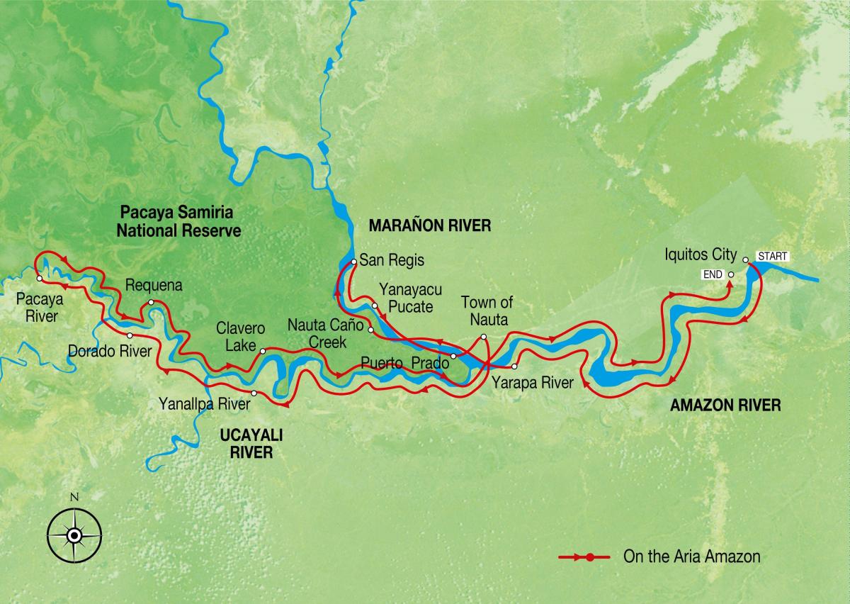 carte de la rivière amazone au Pérou