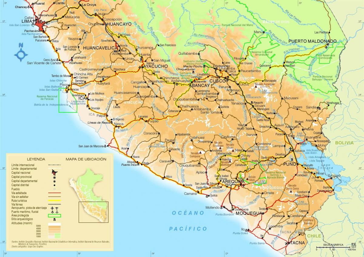 carte du sud du Pérou