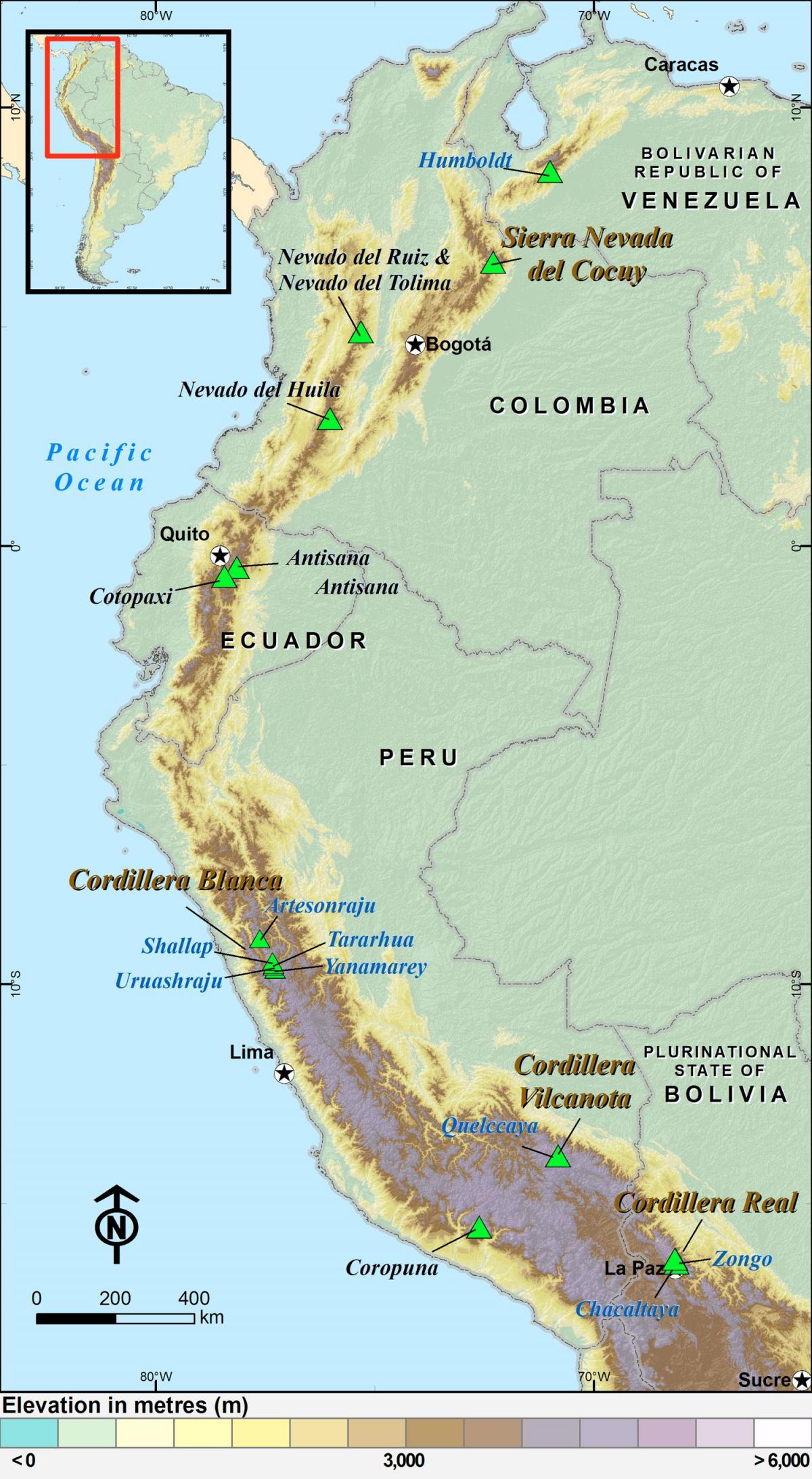 Andes péruviennes carte