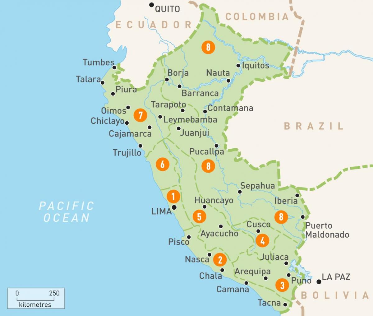 Pérou provinces de la carte