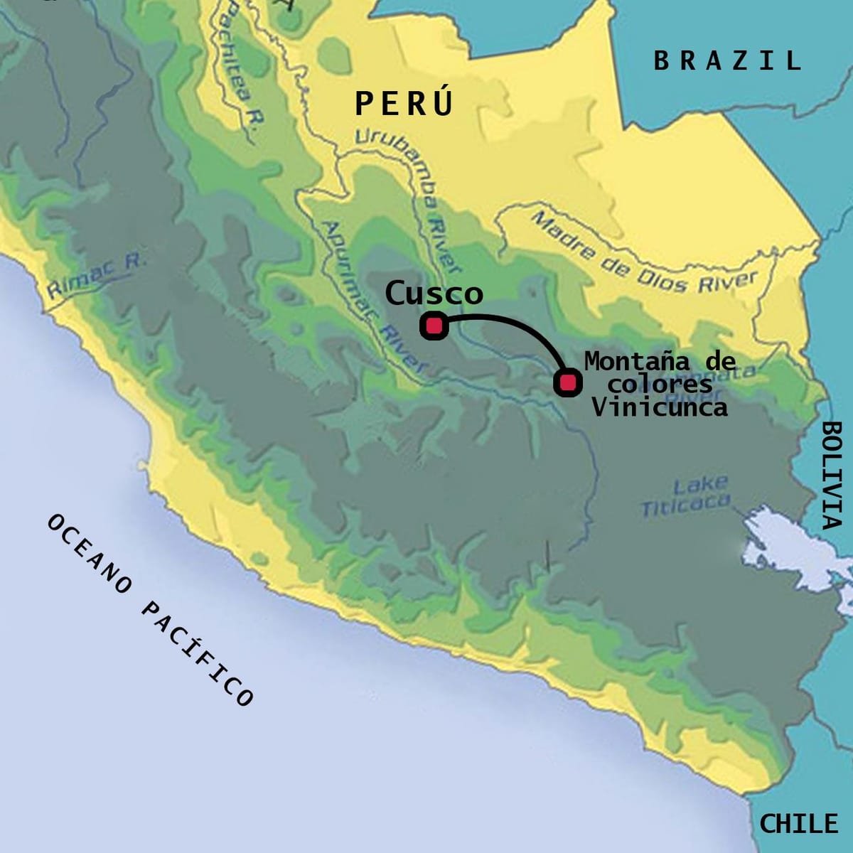 vinicunca Pérou carte