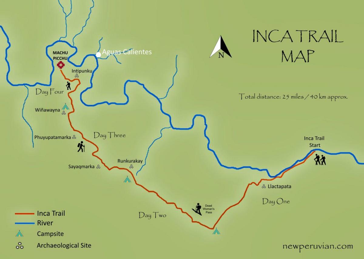 carte du chemin de l'inca au Pérou