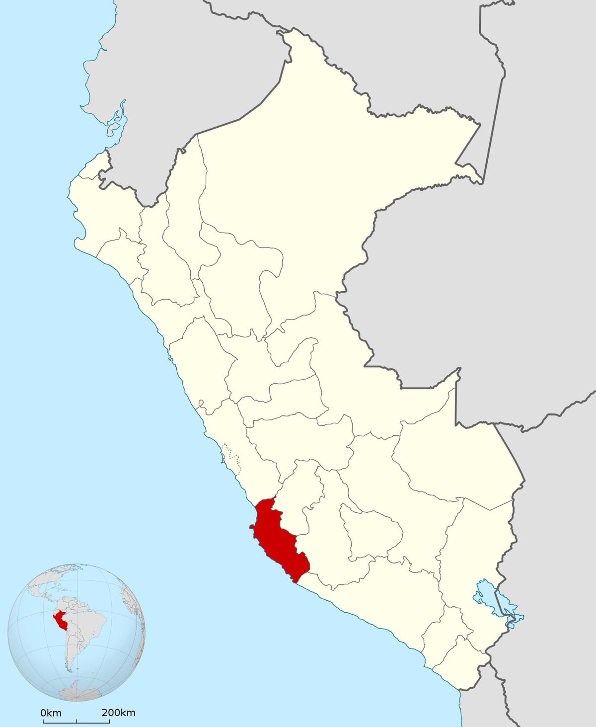 carte de l'ica au Pérou