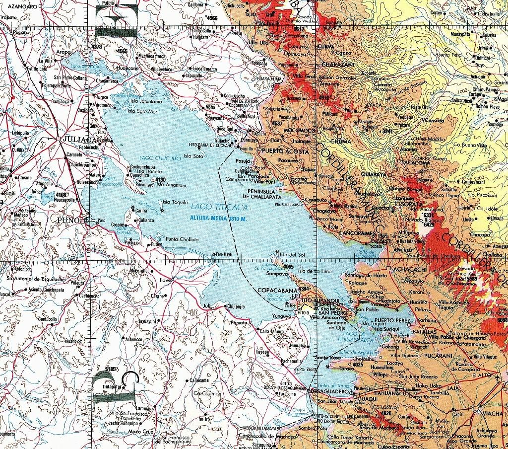 carte du lac titicaca au Pérou 
