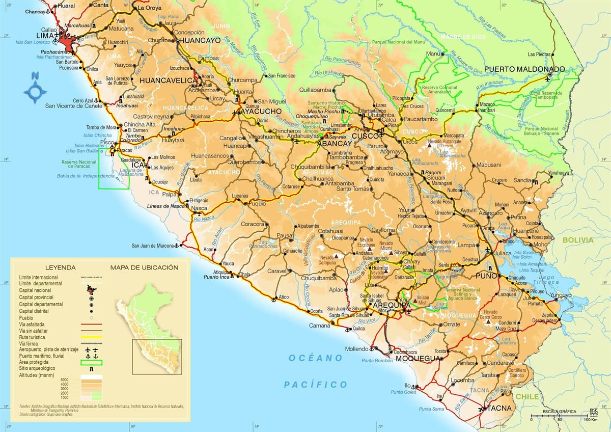carte du sud du Pérou