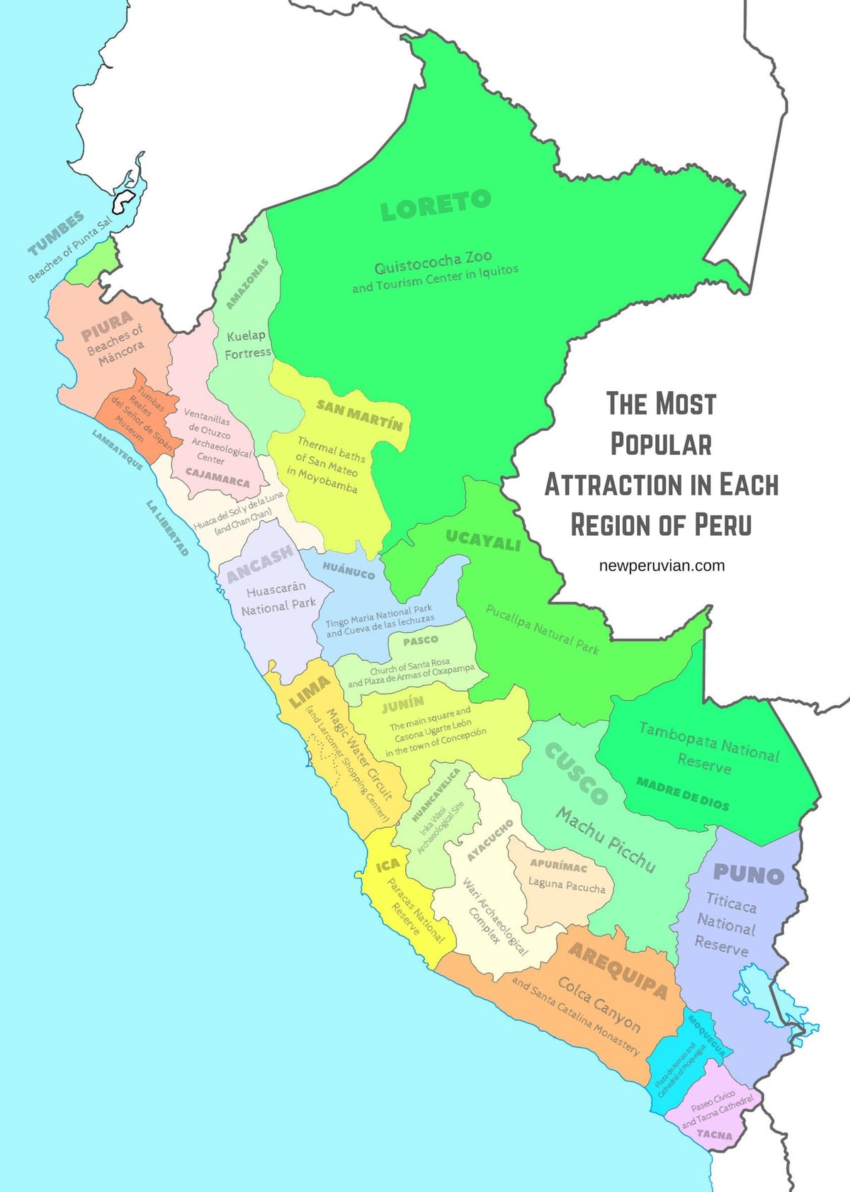 carte du Pérou attractions touristiques