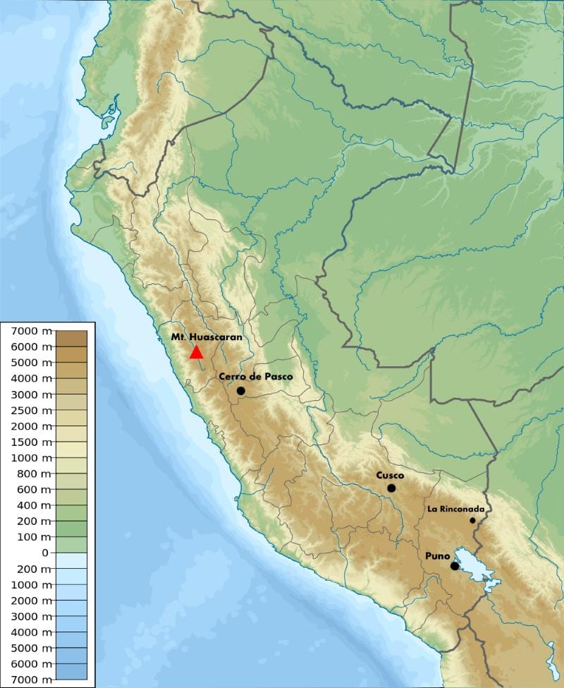 carte d'altitude au Pérou