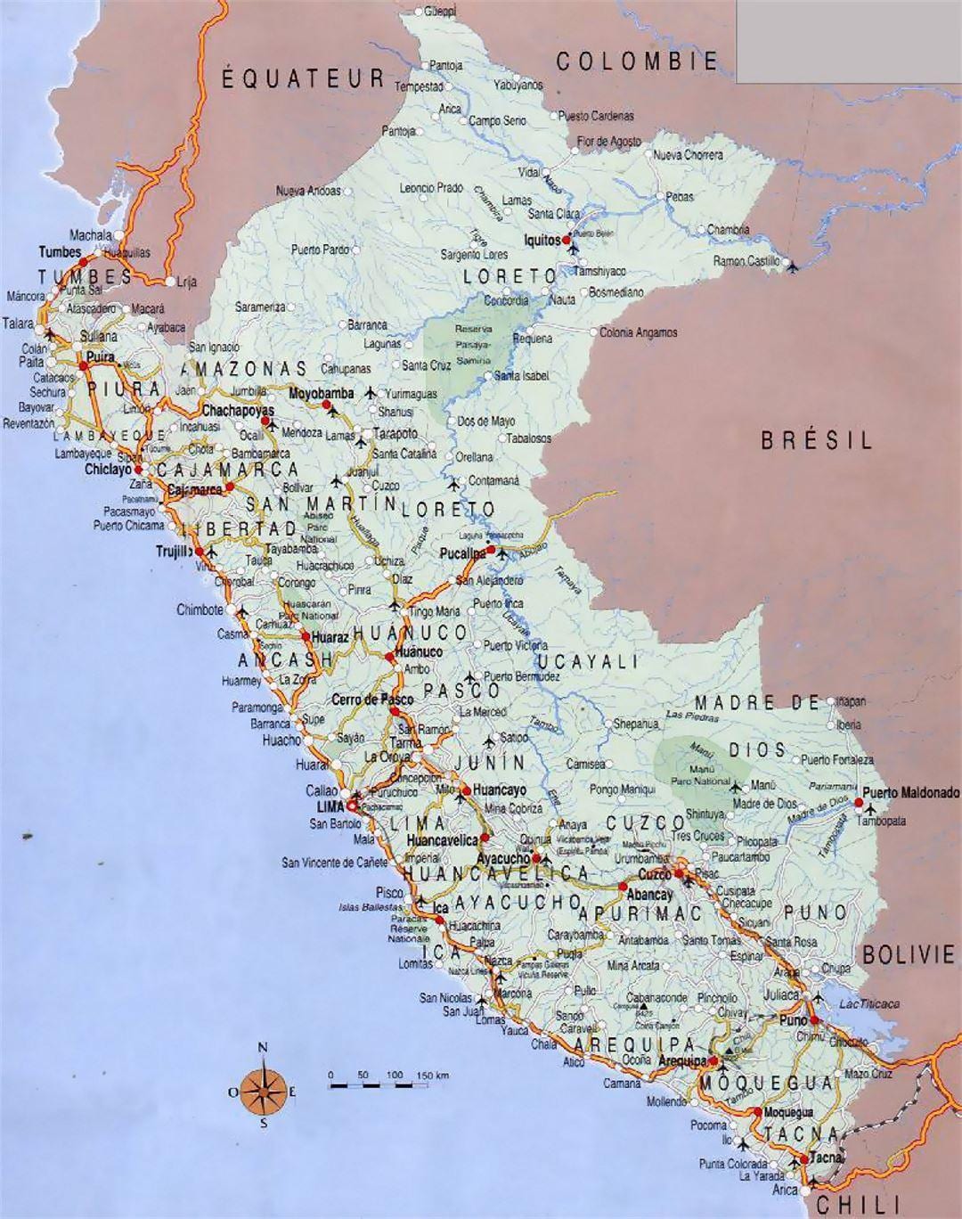carte du Pérou villes
