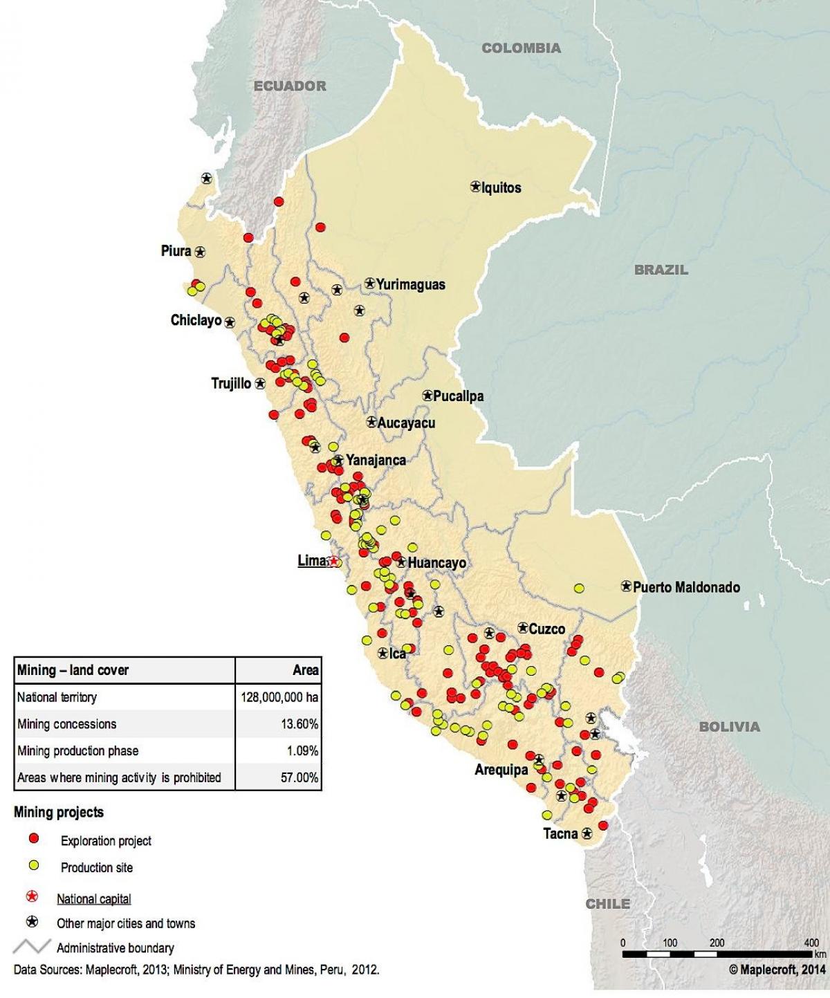 carte du Pérou ressources naturelles