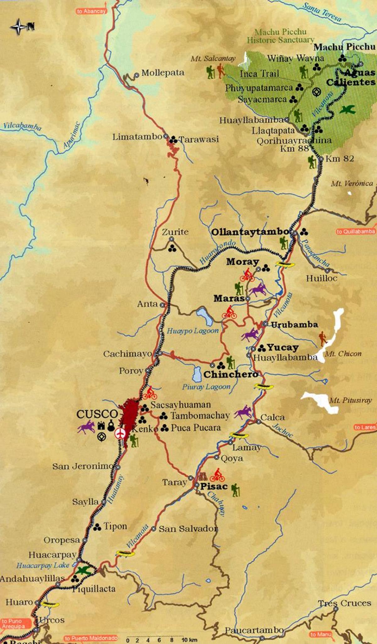 carte de la vallée sacrée de cuzco au Pérou
