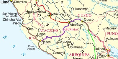 Carte de la ville de cusco au Pérou