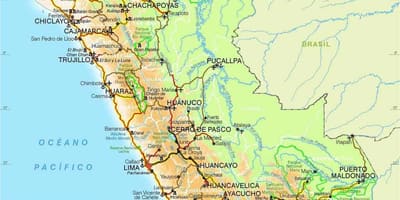 Cordillère des Andes au Pérou carte