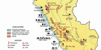 Carte du Pérou, de l'agriculture