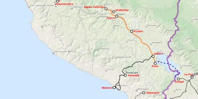 Pérou train de la carte