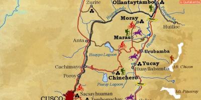 Carte de la vallée sacrée de cuzco au Pérou